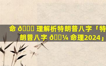 命 🍀 理解析特朗普八字「特朗普八字 🐼 命理2024」
